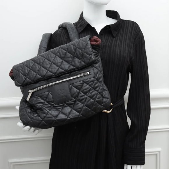 Chanel Bag Black Backpack Lambskin Leather Silver Hardware COCO COCOON - Picture 4 of 10
